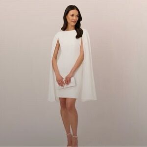 Adrianna Papell Ivory Long Sleeve Dress w/ Cape